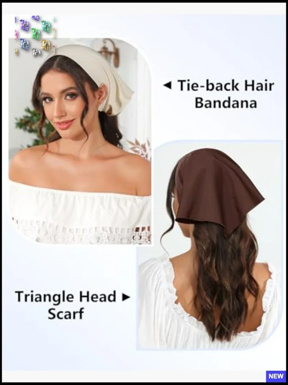 Boho Hair Scarf Set Tie-Back Triangle Headband Retro Floral Vintage Accessory